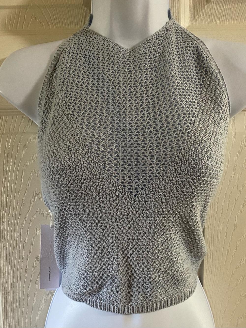 525 America Light Blue Knit Halter Crop Top